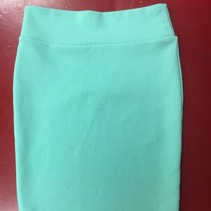Girls mint green LuLaRoe pencil skirt.